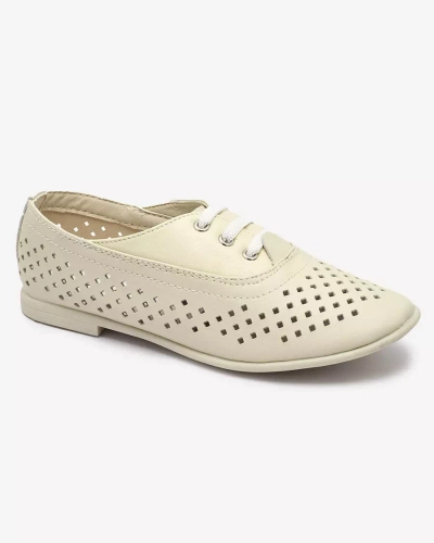 Beige durchbrochene Mokassins für Kinder Janno- Footwear
