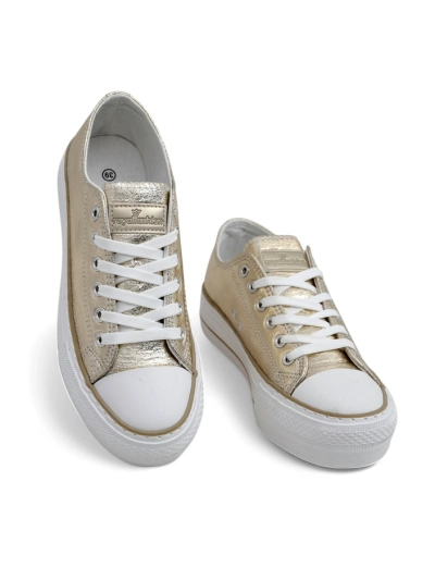 Aurelia Italia goldene Damen-Plateau-Sneakers Stoff Frühling Sommer