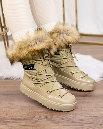 Royalfashion Hellbraune Schlupfstiefel a'la Schneestiefel für Damen Gomllo