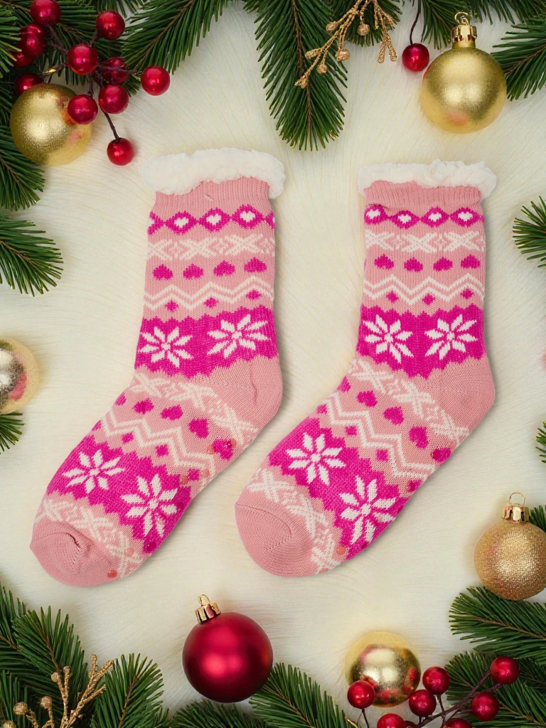 Warm gefütterte weihnachtliche Damen Socken WinterJoy