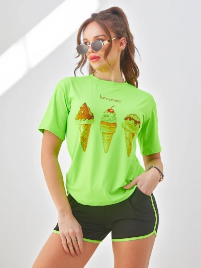 Royalfashion Damen Sportset mit T-Shirt und Shorts Ice Cream