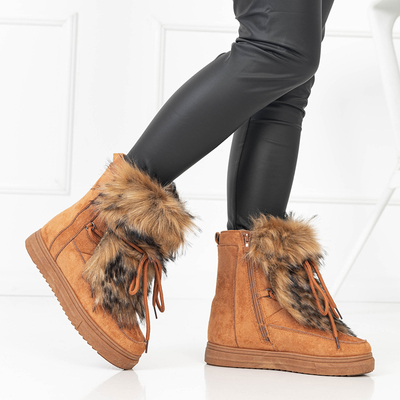 Kamelfell-Schneestiefel für Damen Cerika - Schuhe