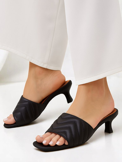 Damen-Sandalen Callista Nero mit 5 cm Stilettoabsatz, Sommer, ökologisches Leder