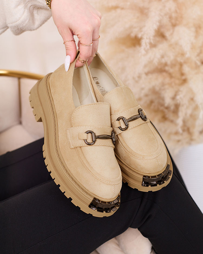 Royalfashion Жіночі мокасини з екозамші бежевого кольору Metaqom