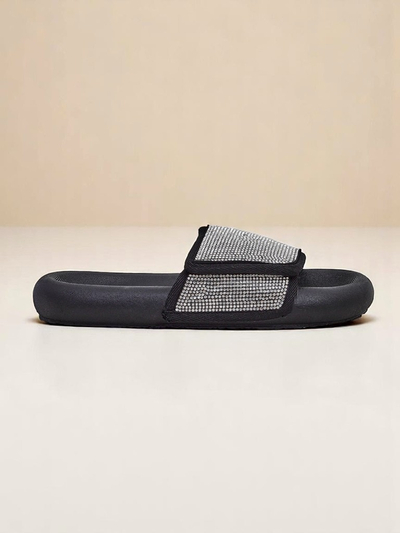 Royalfashion Damen Pantoletten mit flacher Sohle Sparkle Step