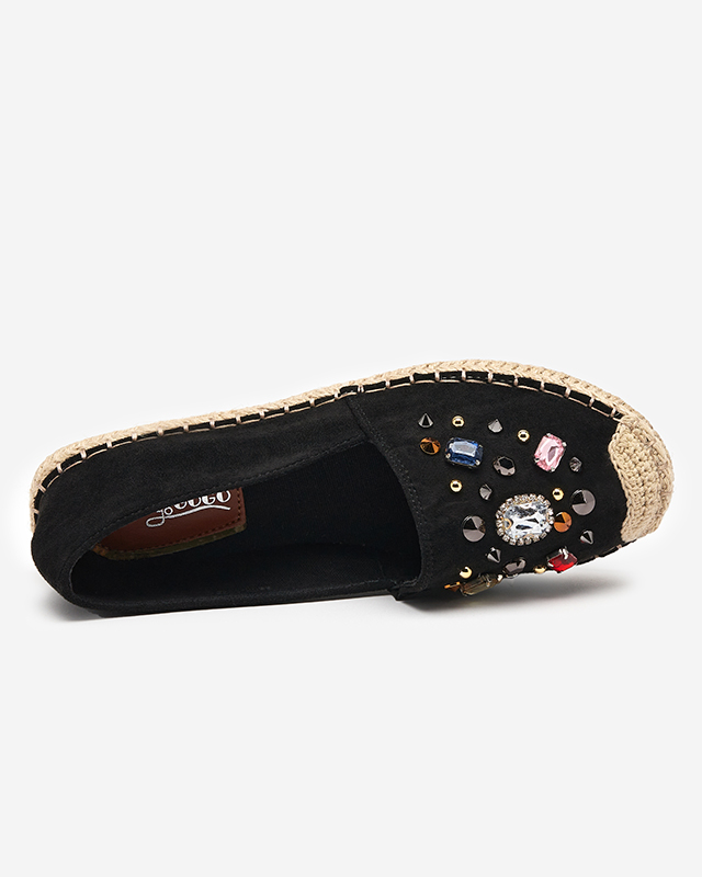 Schwarze Damen-Espadrilles aus Öko-Wildleder mit Zirkonia Mediros - Footwear
