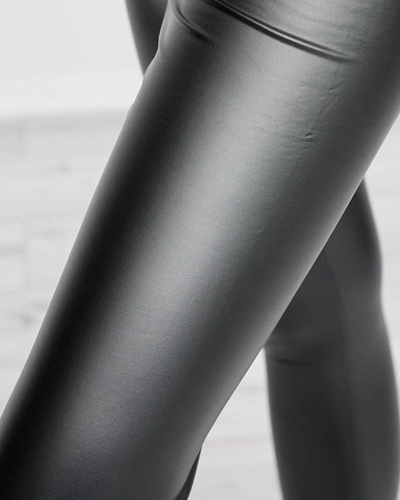 Klassische Öko-Leder-Leggings für Damen in Schwarz - Kleidung