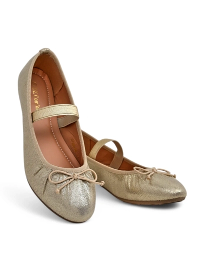 Royalfashion Glänzende Damenballerinas mit einer Schleife und elastischem Safte
