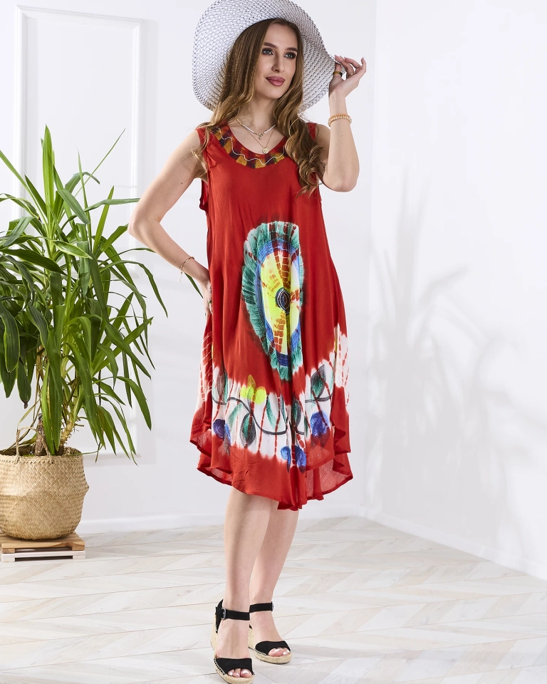 Rote Damen-Bettdecke mit bunten Blumen - Kleidung