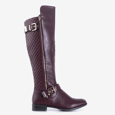 Burgunder gesteppte Damenstiefel in der Mitte der Wade Latonya - Schuhe