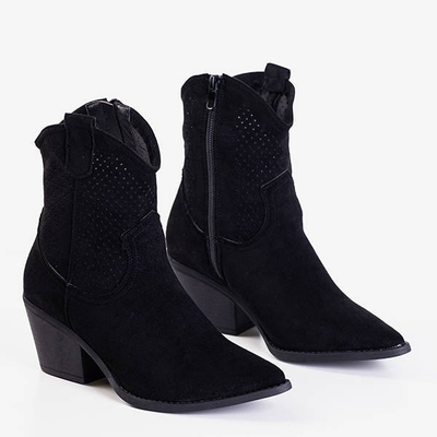 Schwarze durchbrochene Stiefel a'la Cowboystiefel Bakkerom - Schuhe