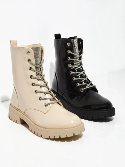 Lackierte Damen Schnürstiefeletten Fjorra