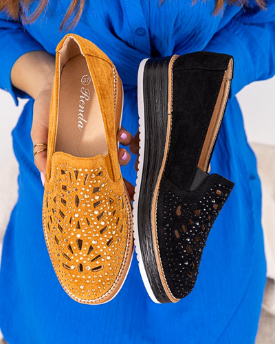 OUTLET Schwarze Damenschuhe mit Zirkonia Lamsiou - Schuhe