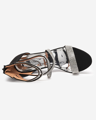 Schwarze Damensandalen auf einem Pfosten mit Strassstreifen Nitorsi - Footwear