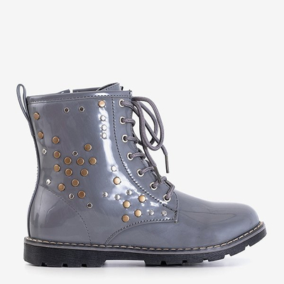 Grau lackierte Isibeal-Kindertaschen - Schuhe