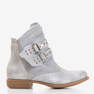 Срібні ботильйони Farmin із застібкою на липучках - Взуття