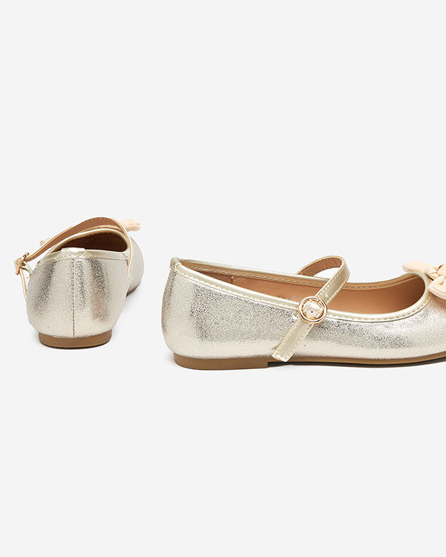 Goldene Ballerinas für Mädchen mit Gürtel von Mosup-Schuhen