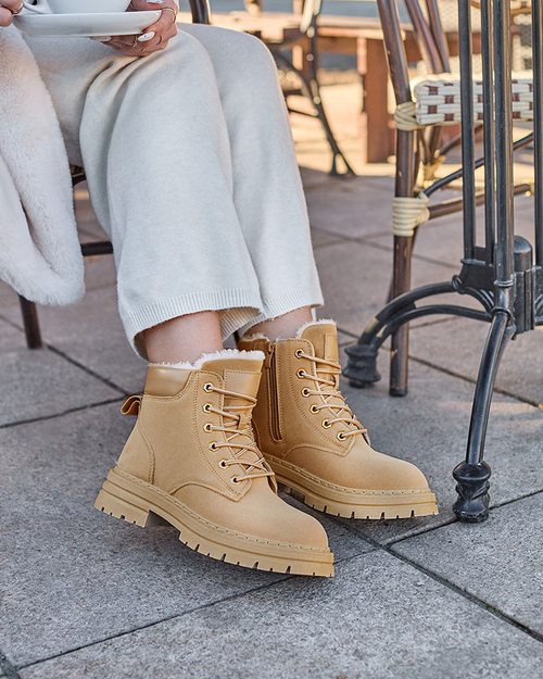 Royalfashion Світло-коричневі жіночі утеплені черевики-трапери Radoras