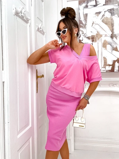 Royalfashion Damen-Set mit einem Top, das enthüllt, und einem knielangen Kleid