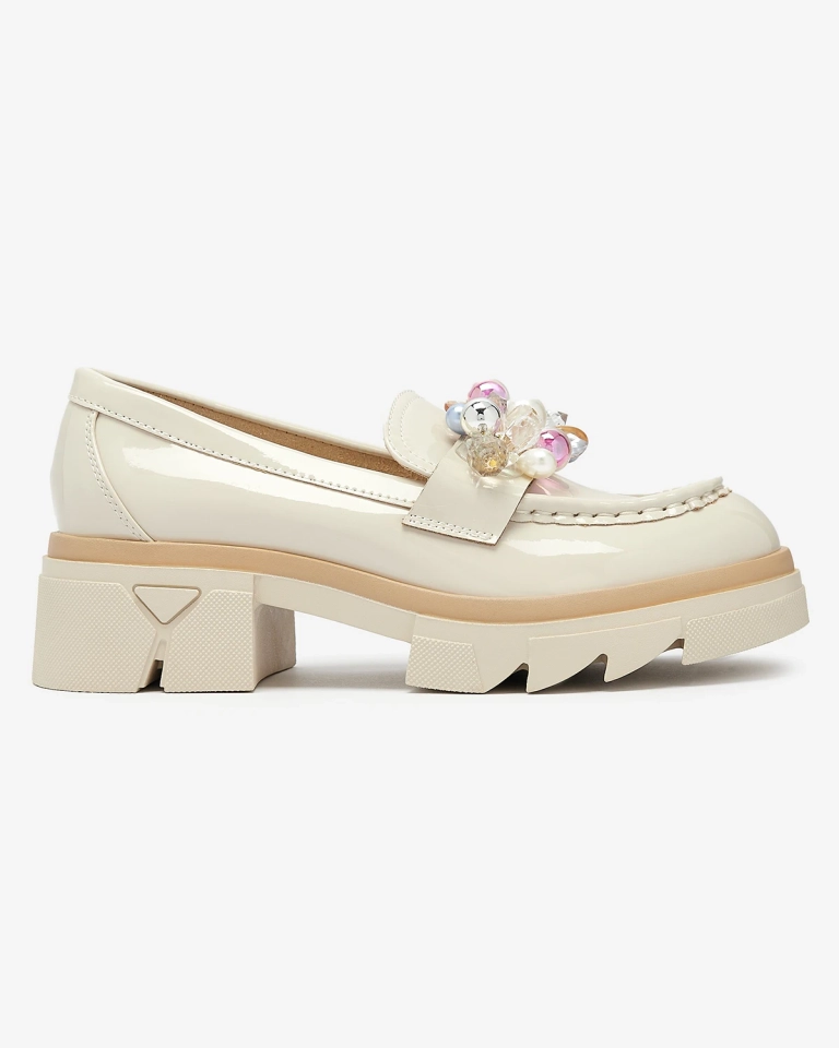 Beige lackierte Mokassins für Damen Geloppa- Footwear