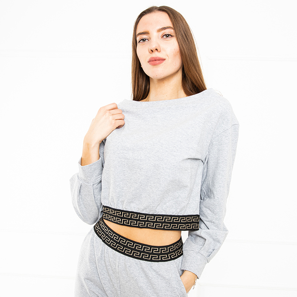 Hellgraues Damen Crop Top Sweatshirt - Kleidung