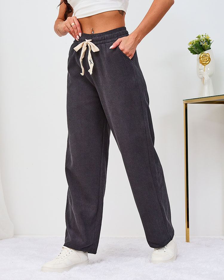 Royalfashion Warmed grey corduroy women's pants