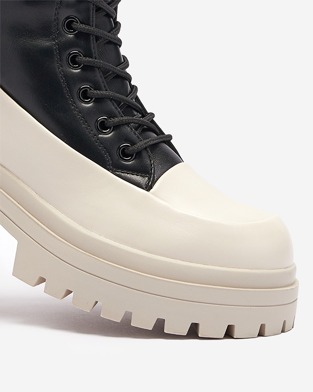 Schwarz-beige Damenstiefel Susker - Footwear