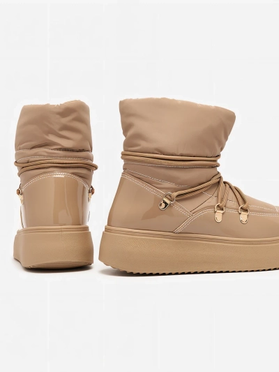 Royalfashion Damen Schlupf-Schneestiefel in brauner Farbe Dabenda