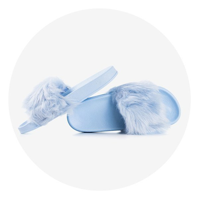 Blaue Hausschuhe mit Fell Millie - Footwear