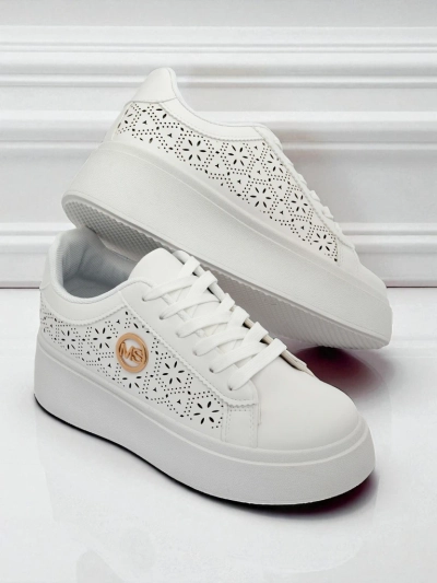 Damen Aelia Royalfashion Plateausneakers weiße Ajouré-Sneakers Ecru