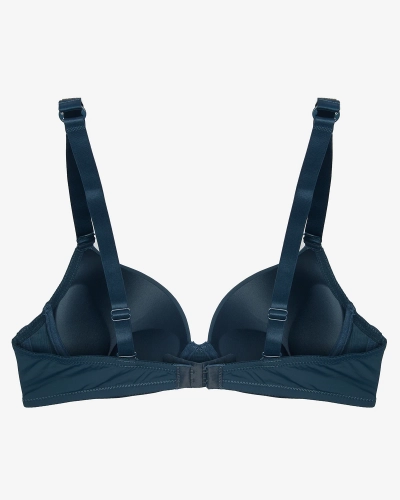 Royalfashion Marineblauer einfarbiger Push-up-BH mit verzierten Trägern