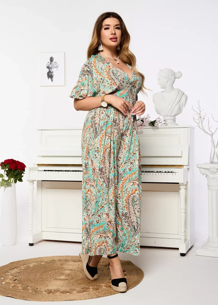 Gemusterter mintfarbener Damen-Overall - Kleidung