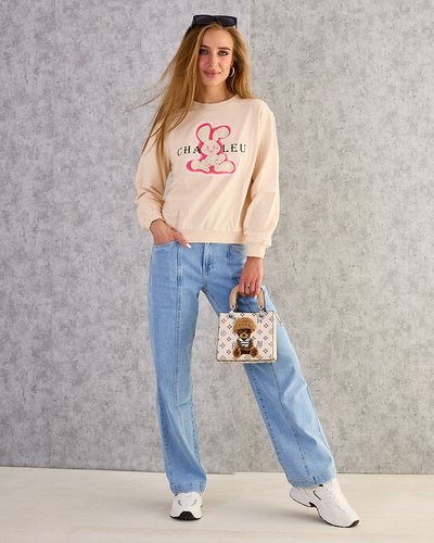Royalfashion Damen Sweatshirt aus Baumwolle mit dünnem Druck