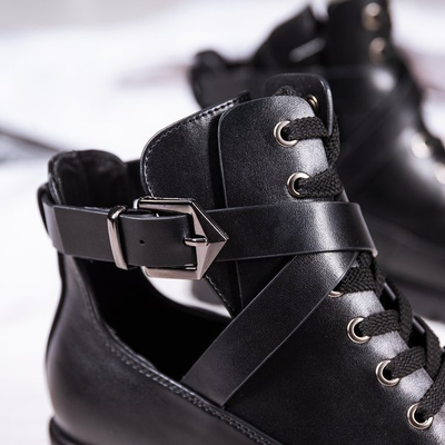 Schwarze Stiefel mit flachen Absätzen Locca - Footwear 1