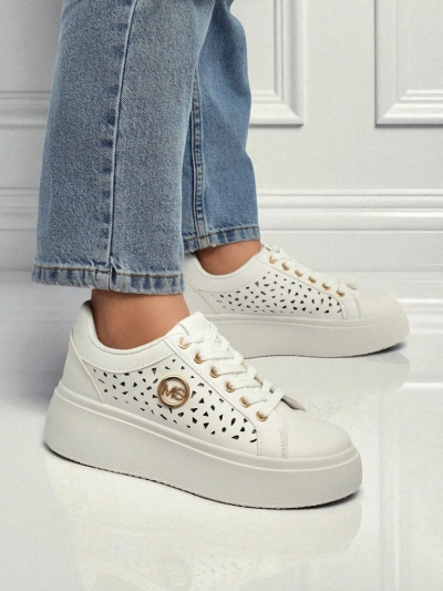 Aurelia Bianca – Weiße Plateausneakers Royalfashion Ecru