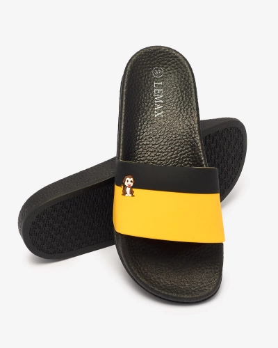 Royalfashion Gelbe und schwarze Damen-Gummi-Flip-Flops Lierigs