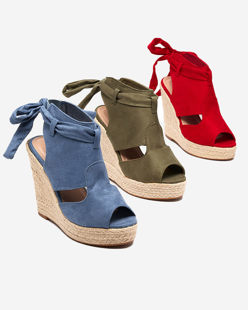 Сині жіночі босоніжки на танкетці Penetika