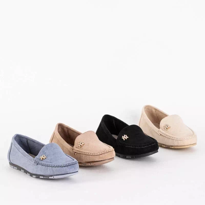 OUTLET Damen-Mokassins aus Öko-Wildleder in Beige mit Pixila-Dekoration - Schuhe