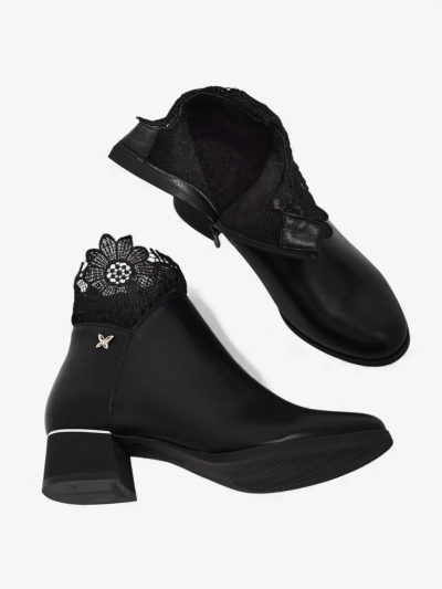 Damen Stiefeletten Öko-Leder mit Spitze Velmi