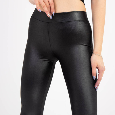 Treggings aus schwarzem Kunstleder für Damen - Kleidung