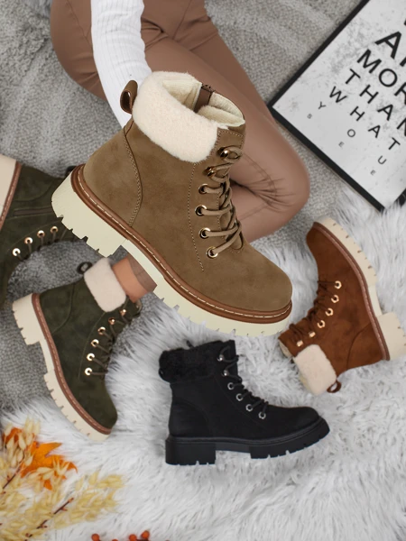 Damen Trapper Stiefeletten mit Fell Tessara