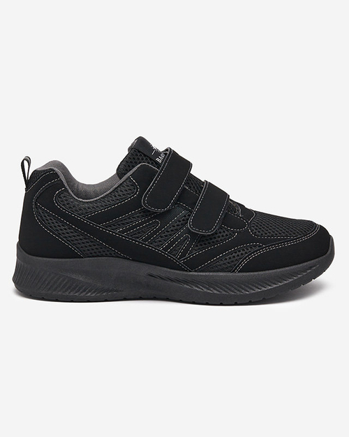 Graue und schwarze Herrenschuhe mit Klettverschluss Benire - Schuhe