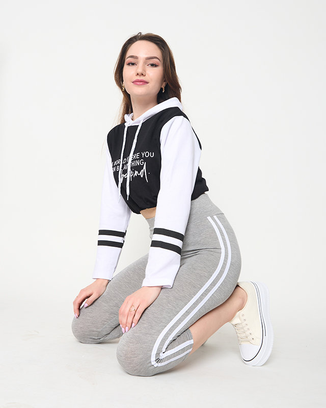 Graue Damen-Leggings mit Streifen - Kleidung