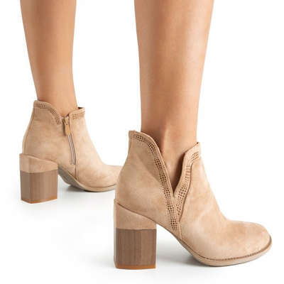 Hellbraune Stiefel mit quadratischem Absatz Lemere - Schuhe