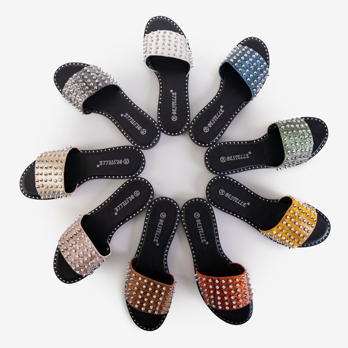 Срібні жіночі шльопанці з шипами Maurella