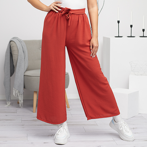 Rote weite Palazzo-Hose für Damen - Kleidung