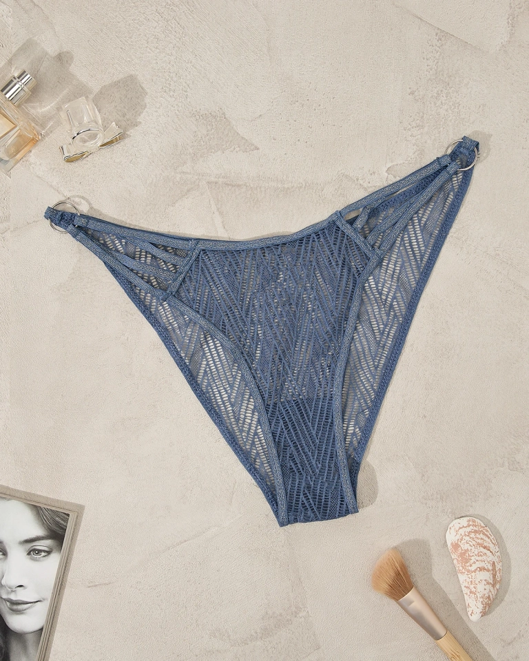 Royalfashion Blauer Spitzen-BH-Slip