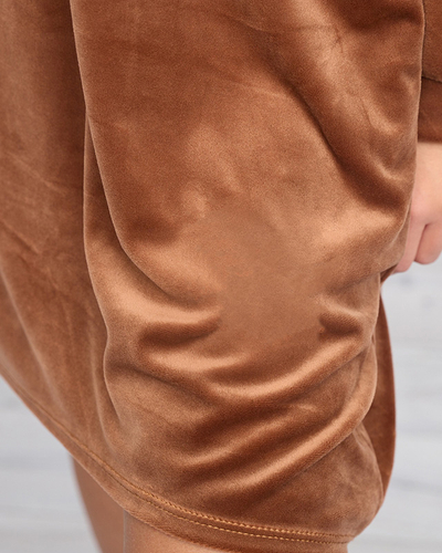 Довга жіноча туніка з бейджем коричневого кольору - Одяг