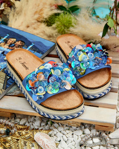 Royalfashion Damen Loassa Strass-Flip-Flops