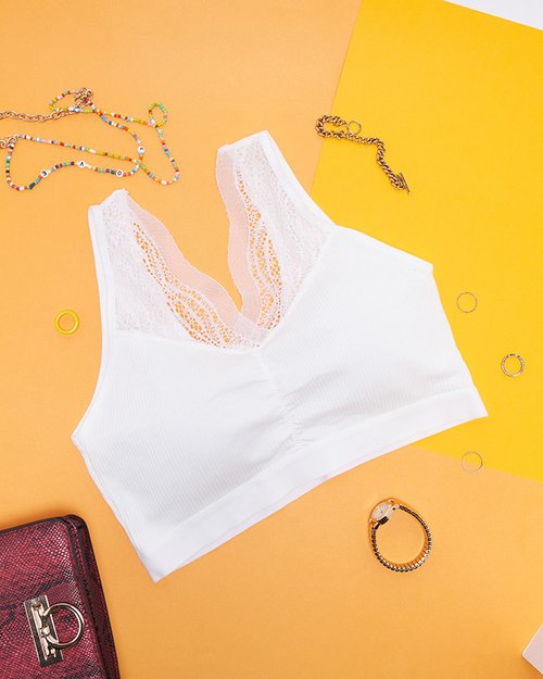 Жіночий білий спортивний бюстгальтер з мереживом - Нижня білизна